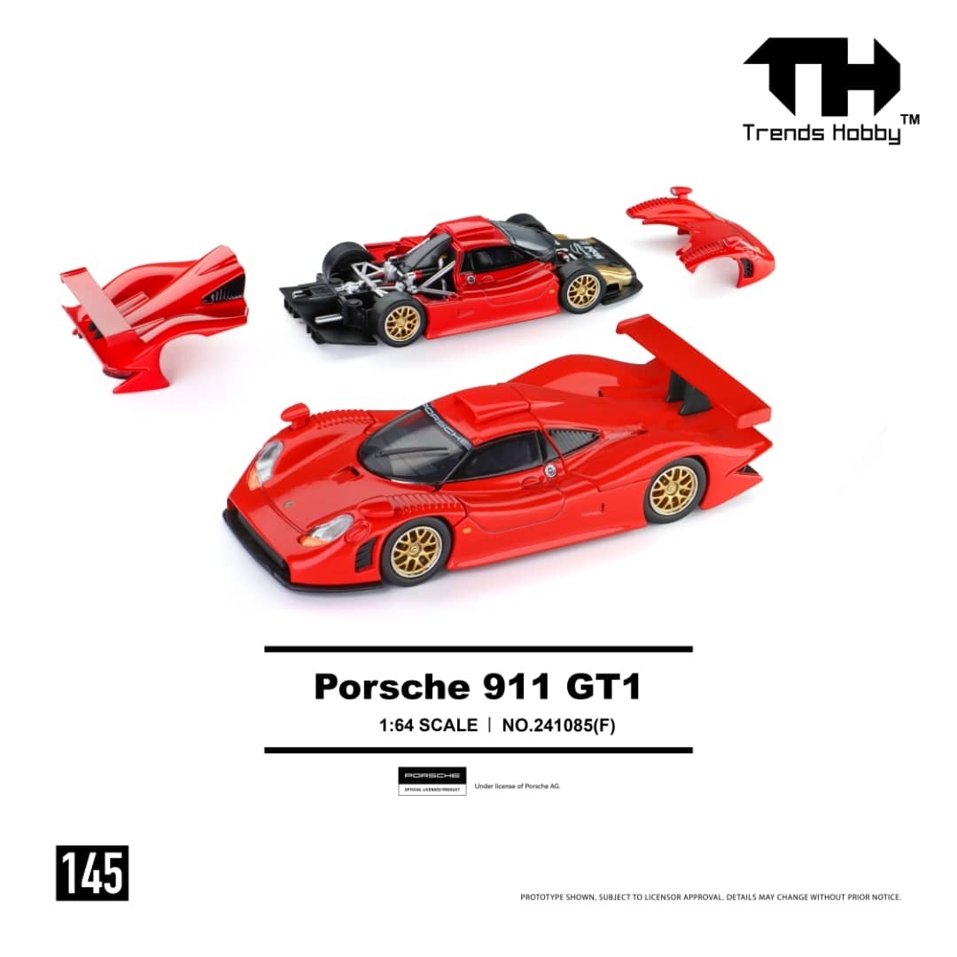 PO-$108 * TRENDS HOBBY * 1:64 PORSCHE 911 GT1 1988 RED