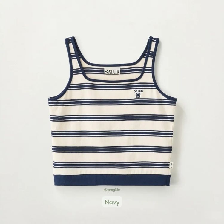 Satur｜SA262WTS14 (W) Square Neck Stripe Sleeveless [3 colors]