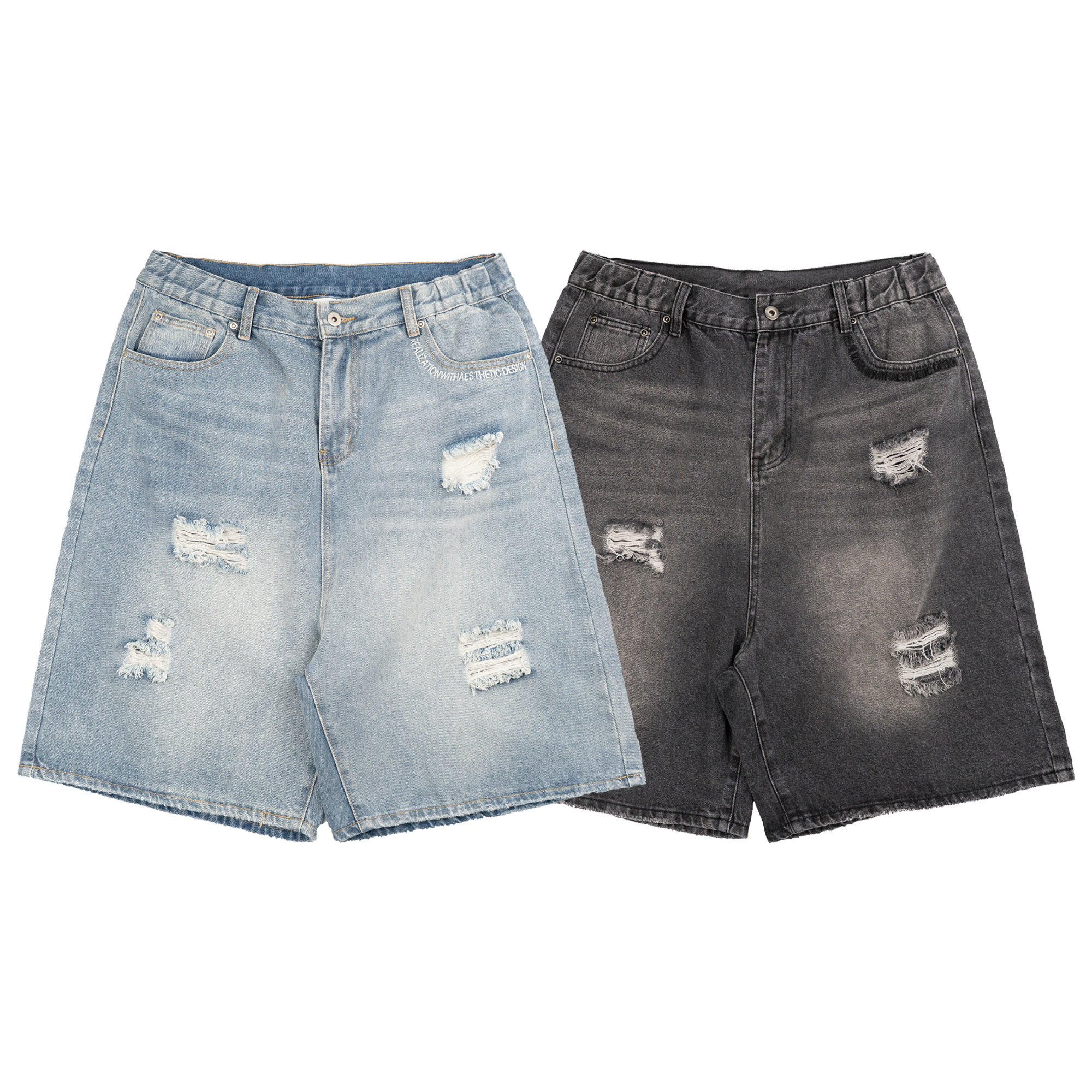 【車庫服飾】IDEALISM Ripped Shorts