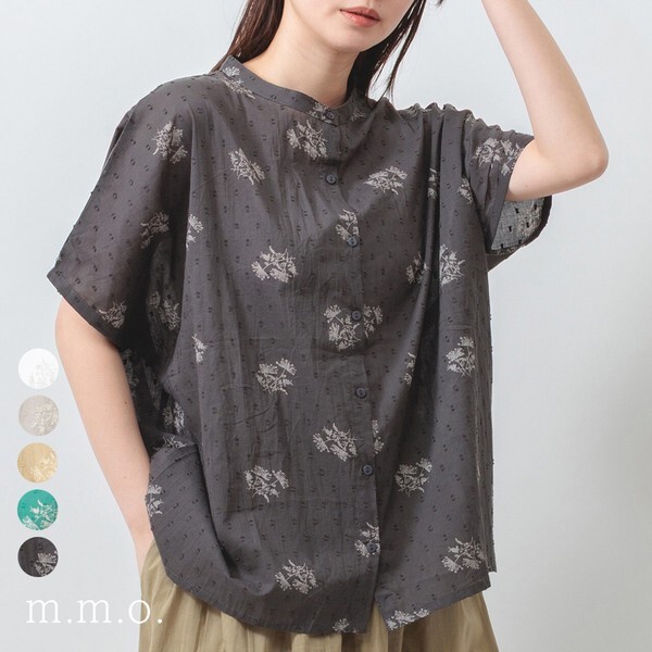 日本預訂 FINAL SALE MMO 棉質提花碎花前開扣TOP