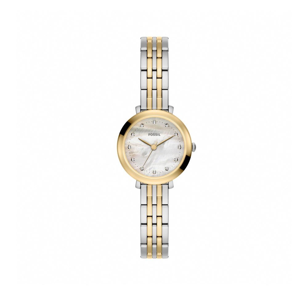 Heidi 璀璨奢華耀金方形典雅不鏽鋼鍊帶女錶 金銀色不鏽鋼錶帶 26 MM ES5500