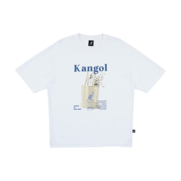 KANGOL 短T 白色 雛菊 涼感 寬版落肩 短袖 上衣 女 6622101400