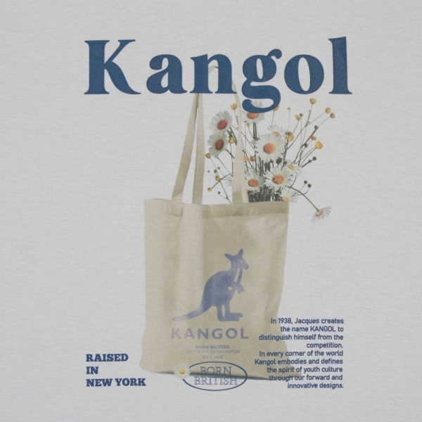 KANGOL 短T 淺卡其 雛菊 涼感 寬版落肩 短袖 上衣 女 6622101411