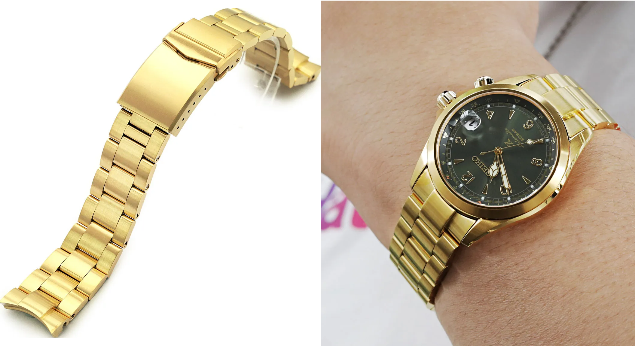 萬年鐘錶 - 太空人錶帶 SEIKO Alpinist 系列專用錶帶 20MM 金色不鏽鋼錶帶  SS201820BFG065