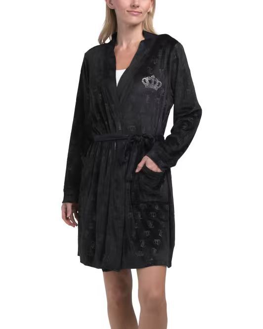 【預購】JUICY COUTURE H072850 Velvet Fleece 水晶閃石長袍 (黑色)