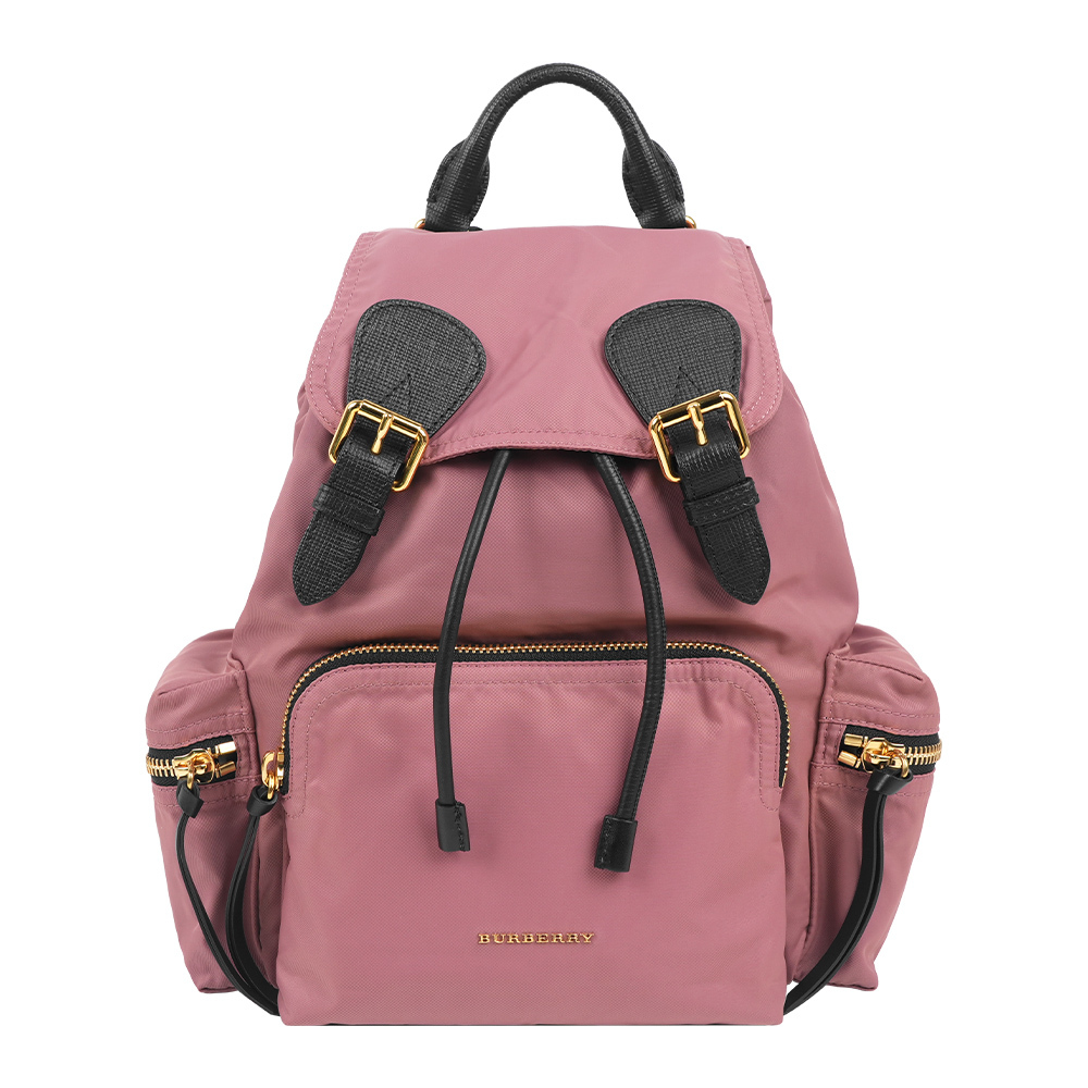 【Burberry】The Rucksack 尼龍拼皮革中型軍旅後背包(粉葵色)