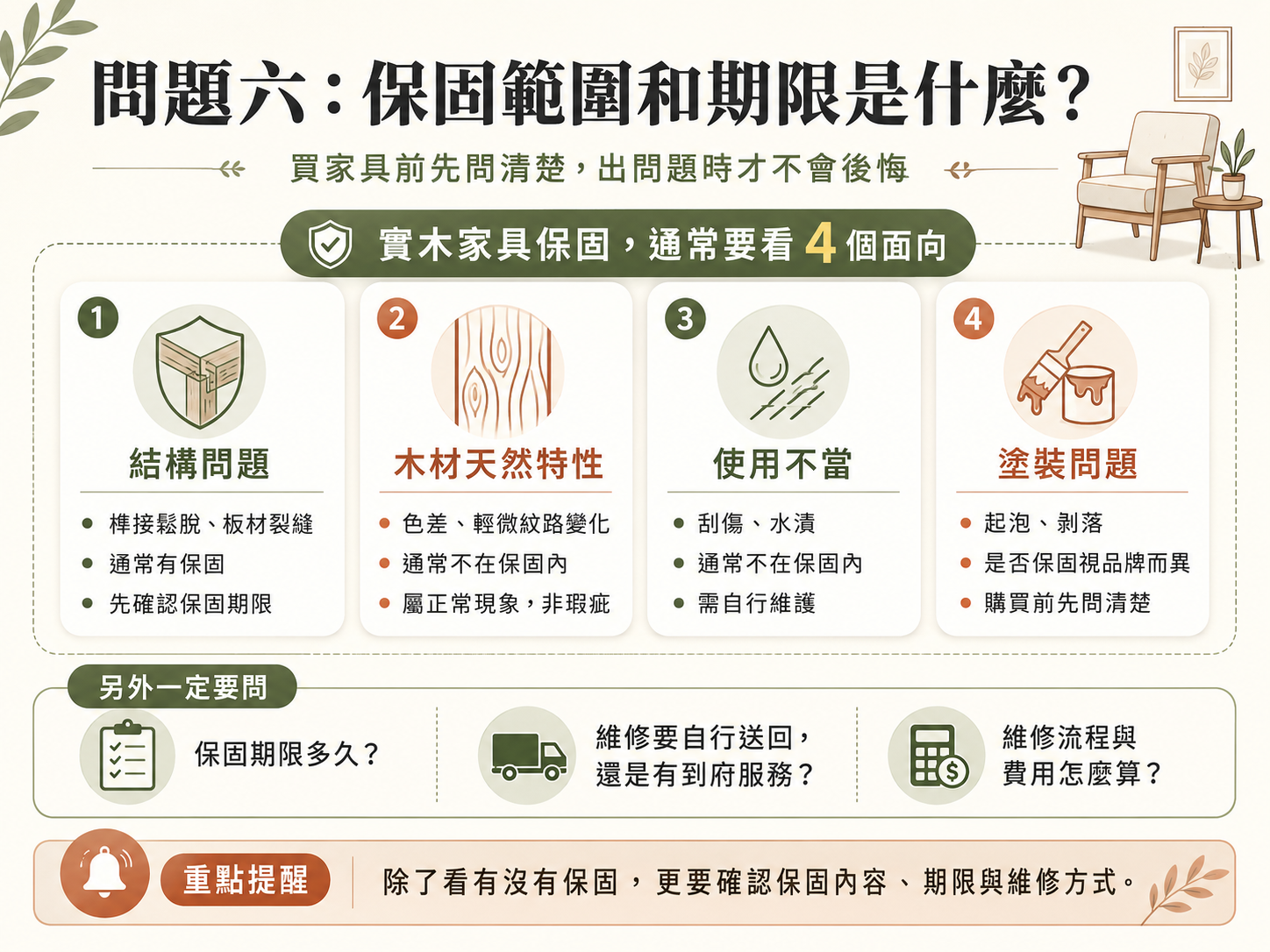 家具保固範圍與要點