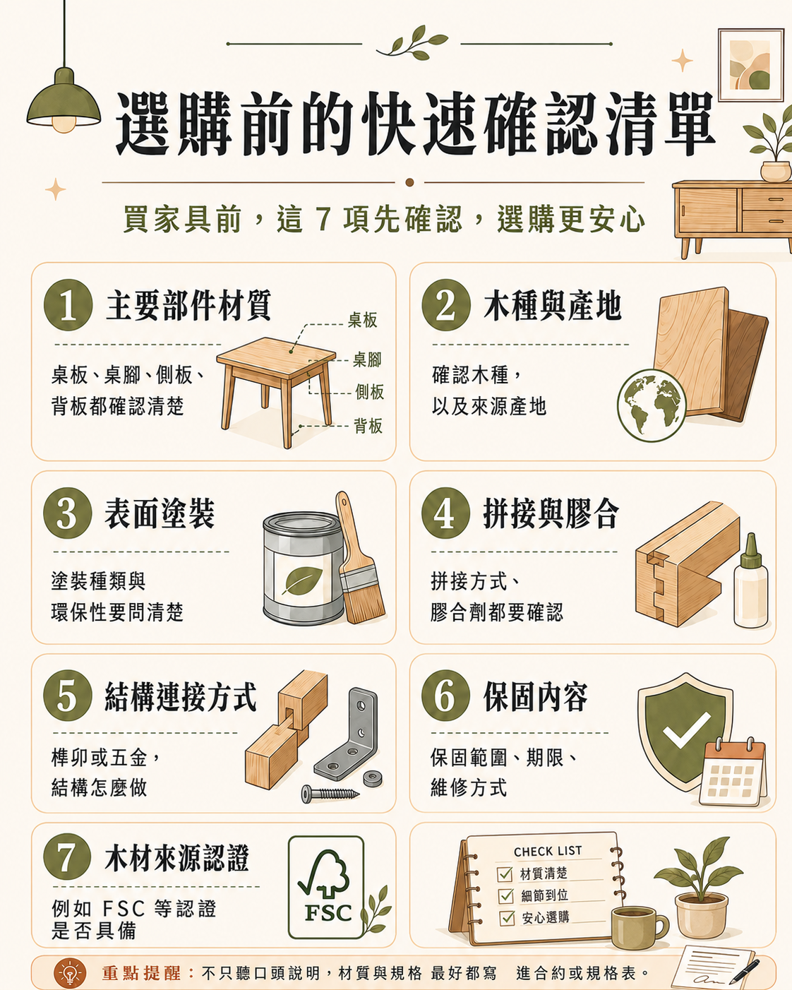 選購前的家具確認清單