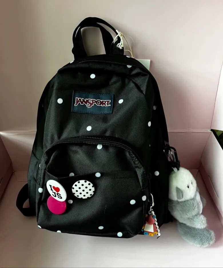【預購】韓國代購 JanSport 經典 雙肩包 Half Pint Polka Dot Black 黑白波點 後背包