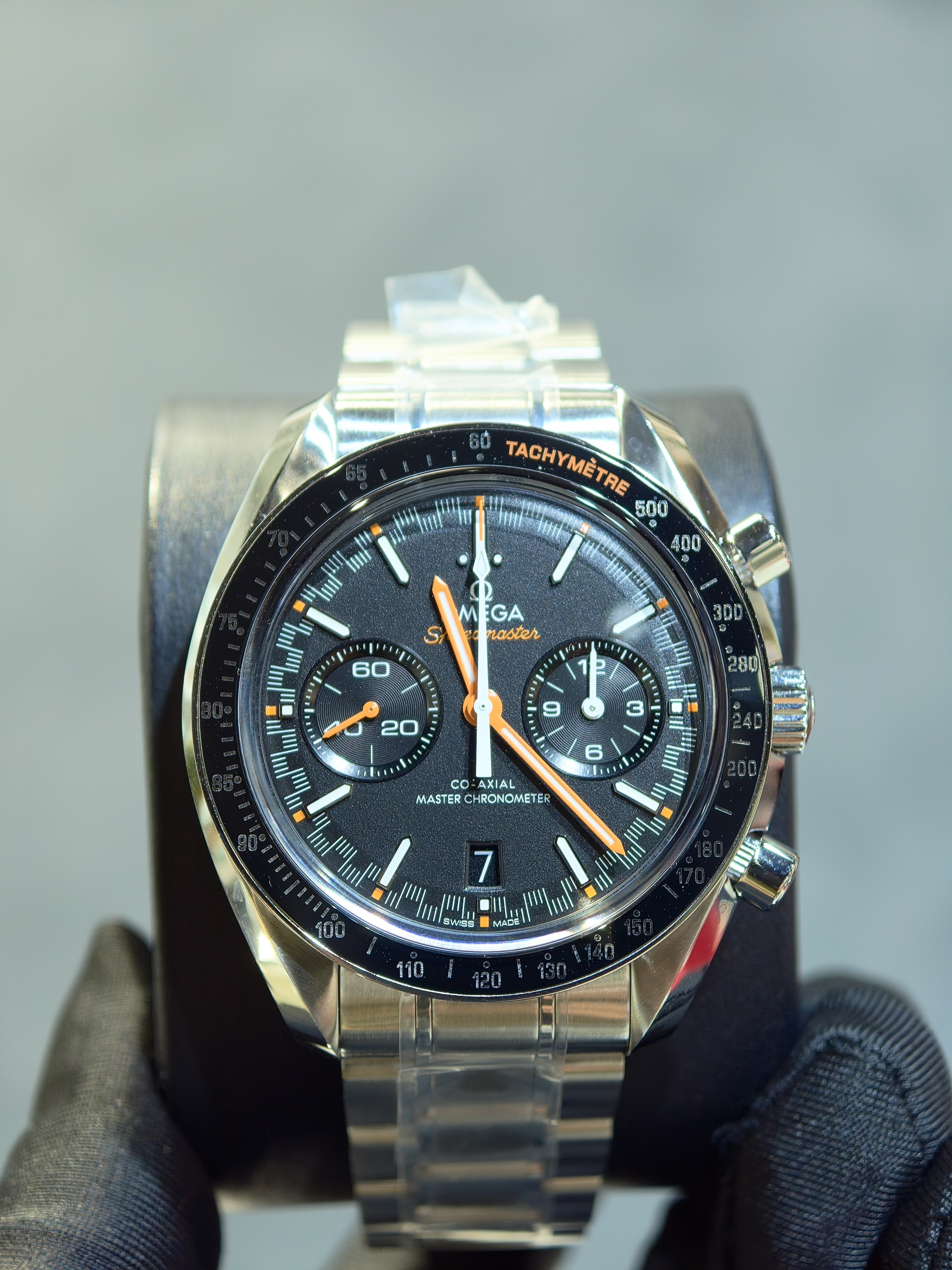 BRAND NEW Omega Speedmaster 329.30.44.51.01.002  32930445101002  RACING BLACK DIAL orange hands STEEL CO-AXIAL MASTER CHRONOMETER CHRONOGRAPH 44 MM