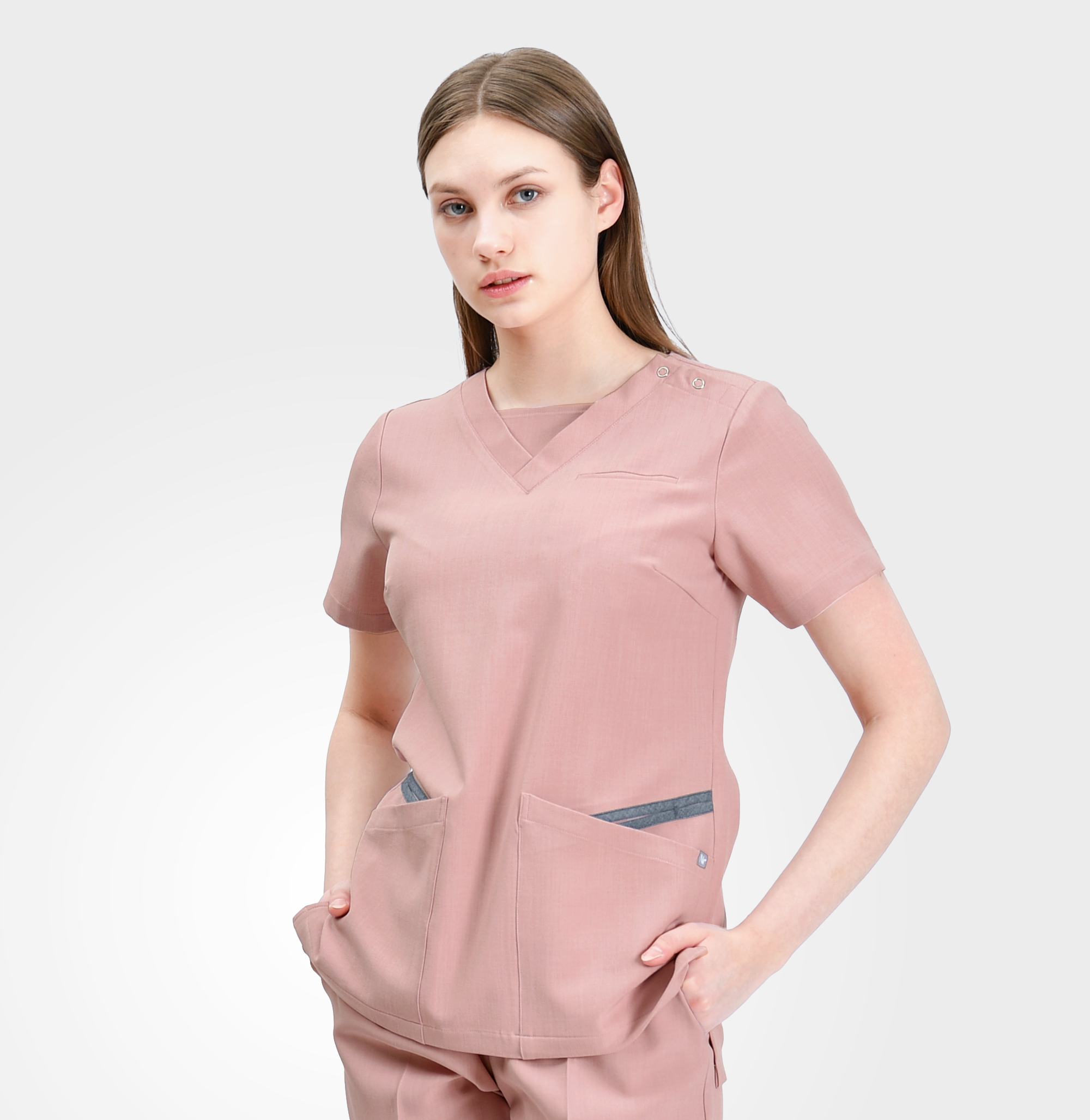 240203 LINEN-LIKE 女款刷手服 英國玫瑰粉