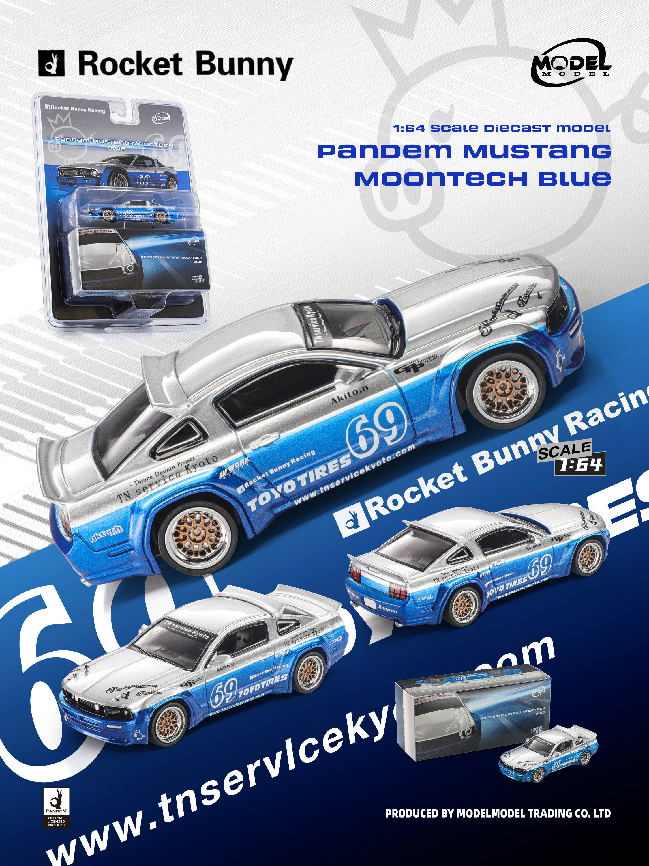 預訂:1/64 Model Model Pandem Mustang Moontech Blue (MM64-PM-009)