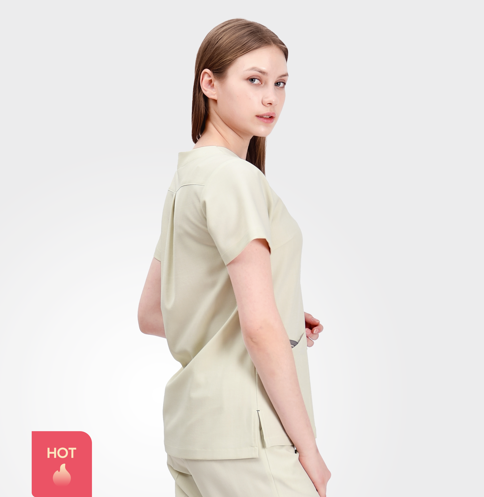 240204 LINEN-LIKE 女款刷手服 茉莉白