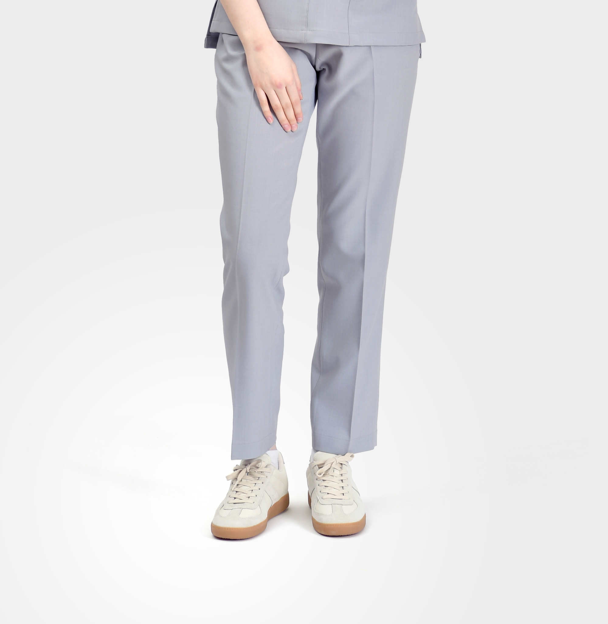 240601 LINEN-LIKE 女款鬆緊長褲 銀河灰