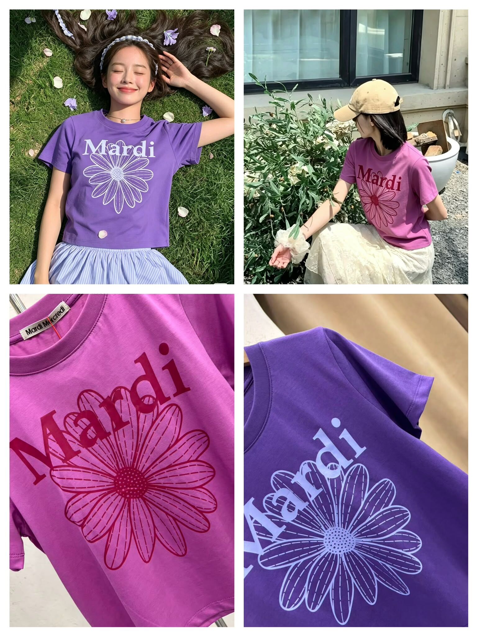(預訂) 韓國Mardi小雛菊刺繡印花Tee WW