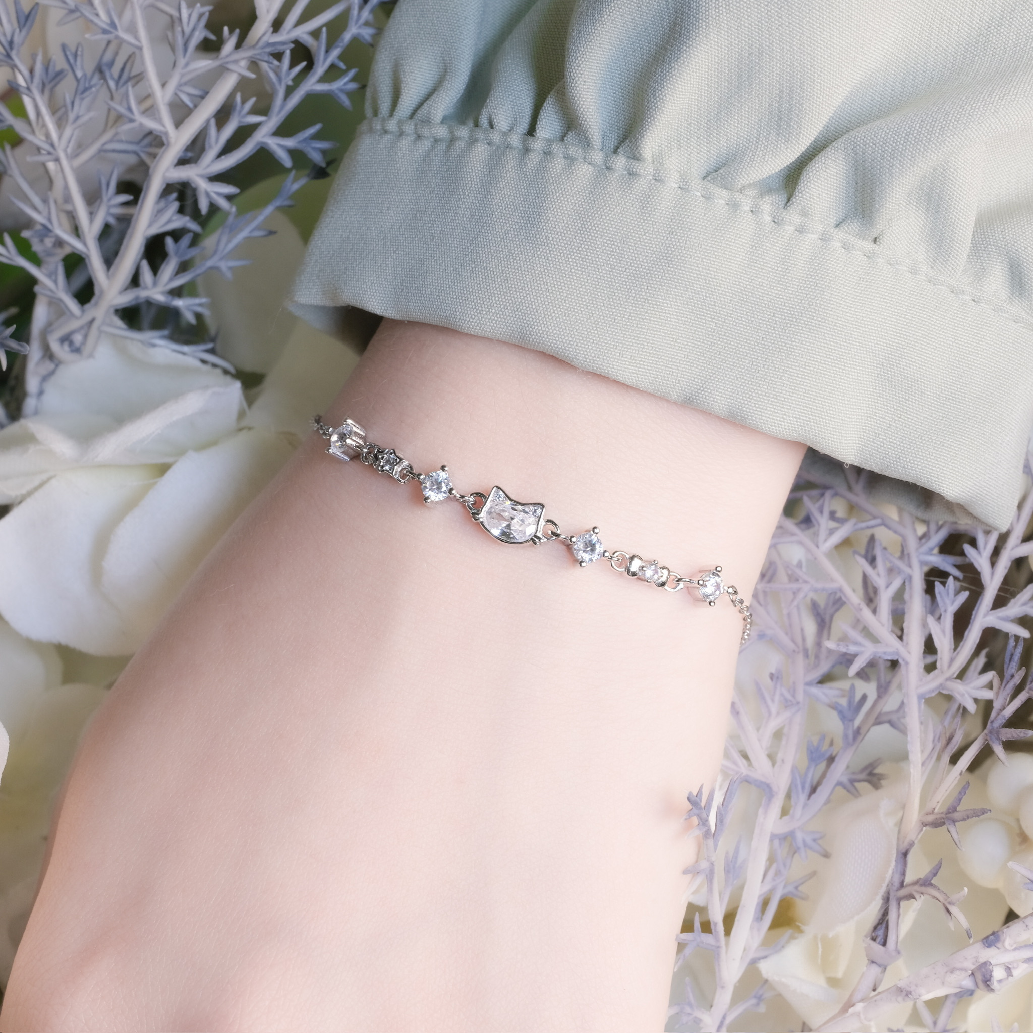 | 925純銀・白金 | 喵趣願望結手鏈 | BR1638 |