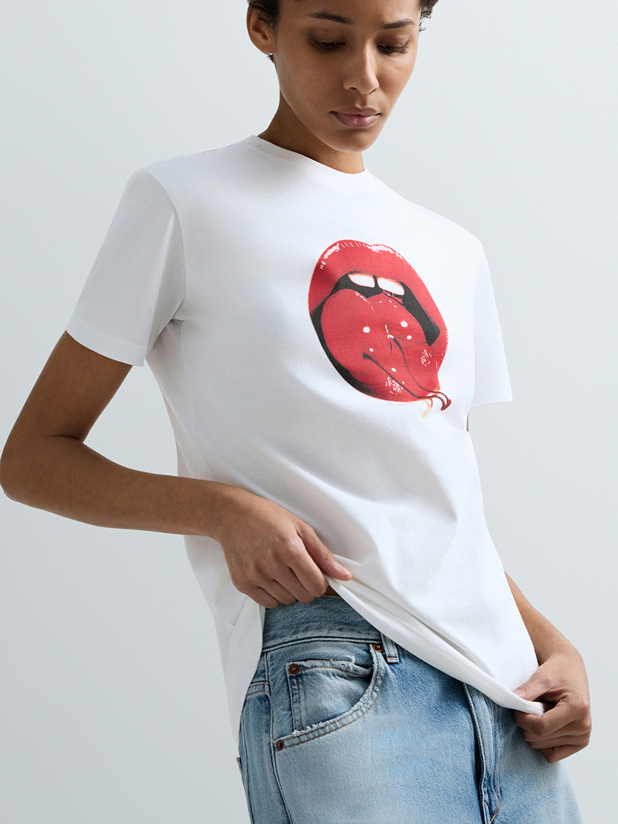 普藝術風印花的棉質T-Shirt