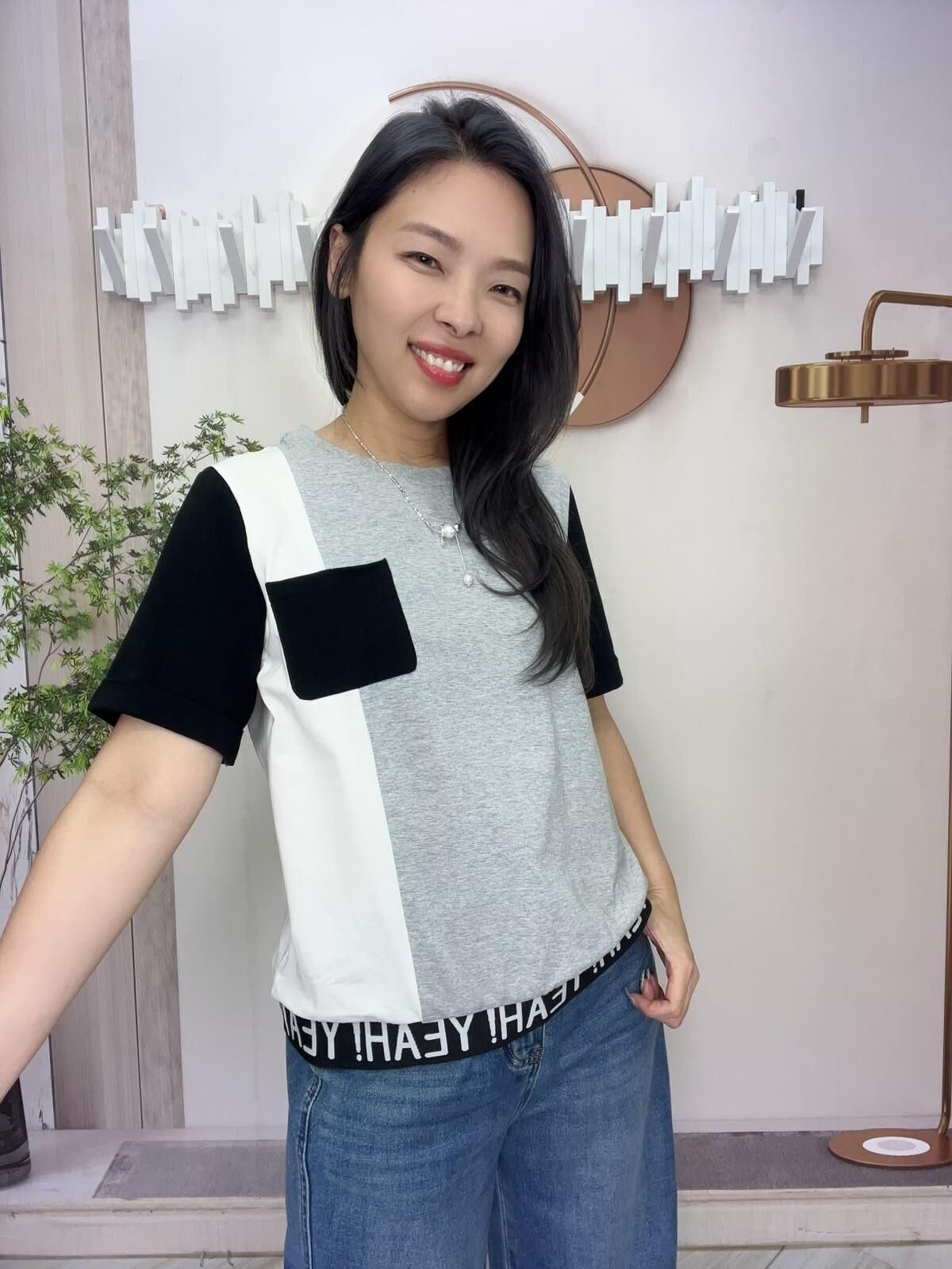 Comme  牌子 拼色top~183X