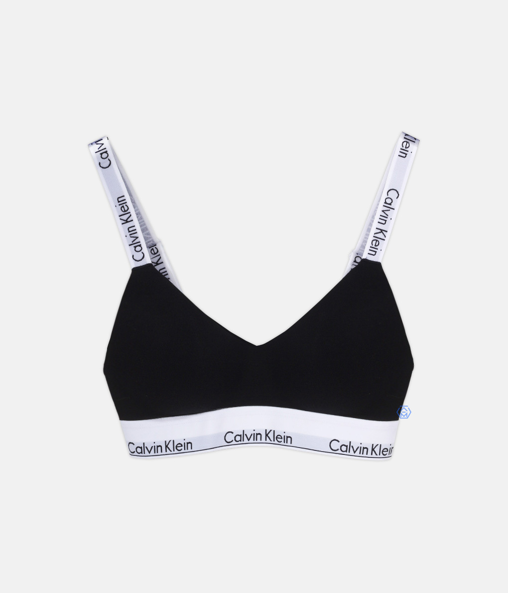 [出清品] Calvin Klein Icon Cotton 緹花肩帶薄墊黑色無鋼圈內衣 (QF7059E)