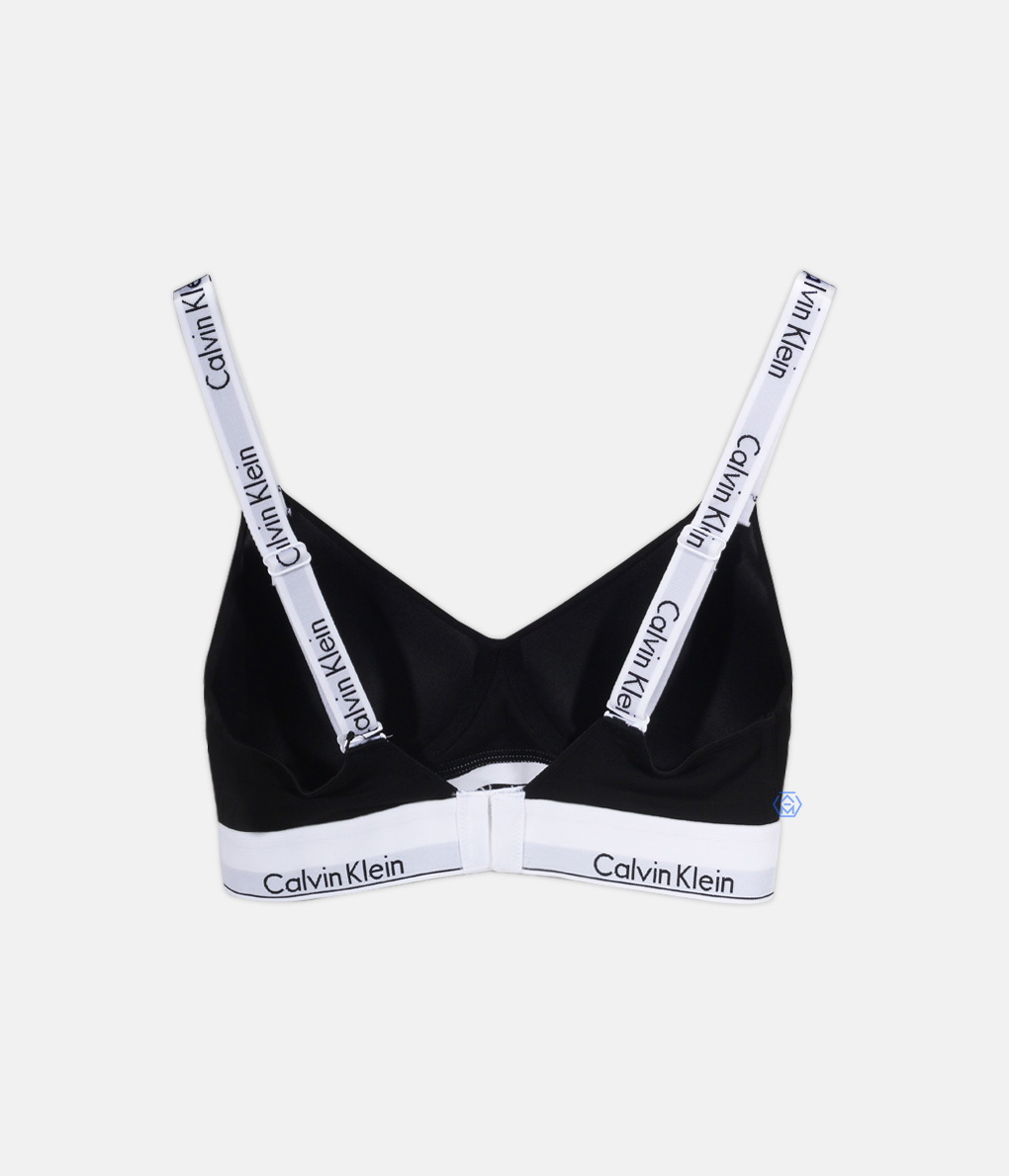 [出清品] Calvin Klein Icon Cotton 緹花肩帶薄墊黑色無鋼圈內衣 (QF7059E)