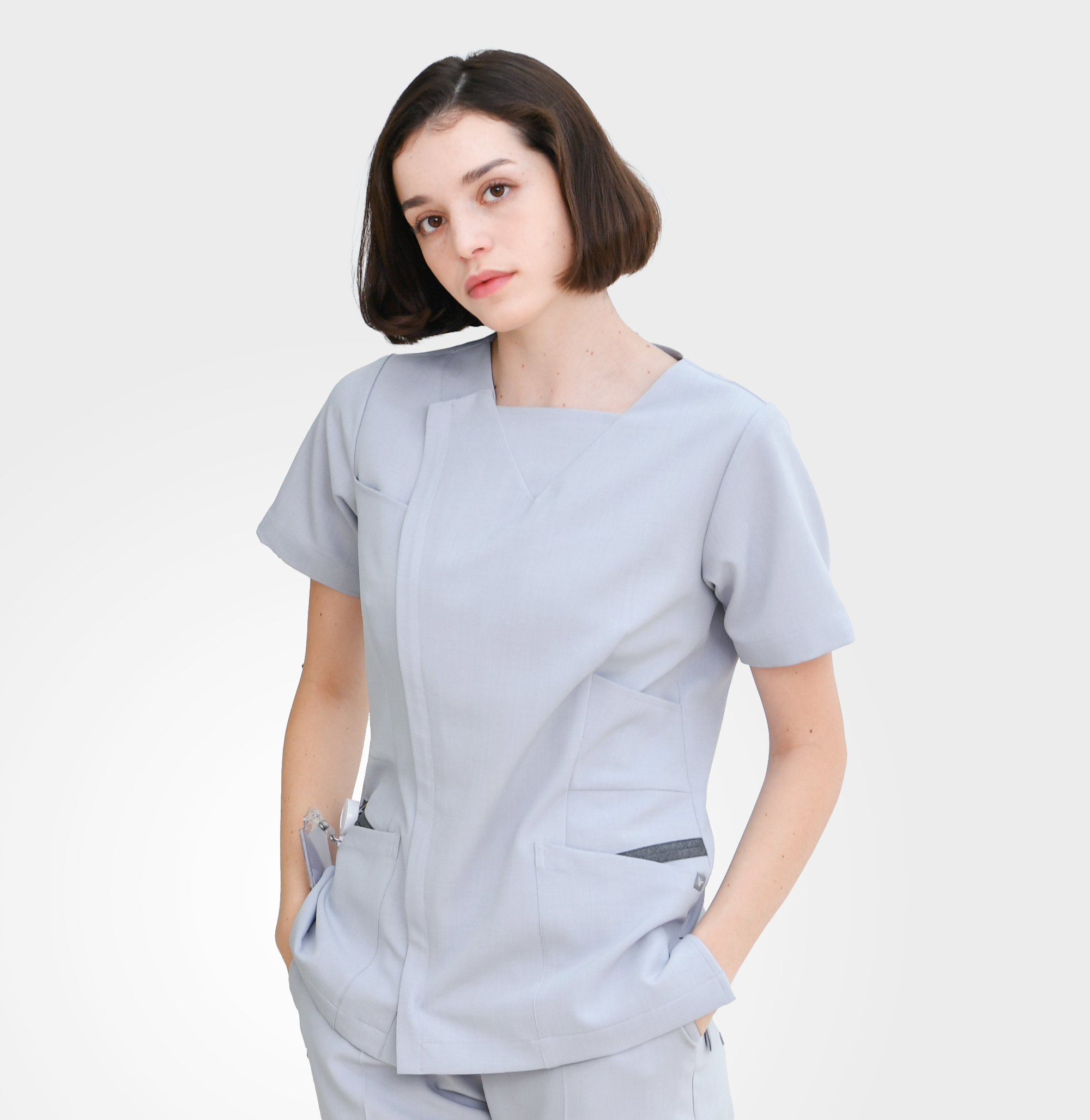 240801 LINEN-LIKE 女款護士服 銀河灰