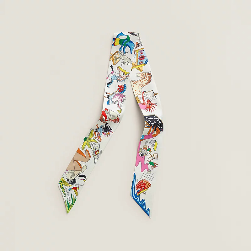 HERMES Academia Hippica Twilly Blanc/Jaune/ Multicolore