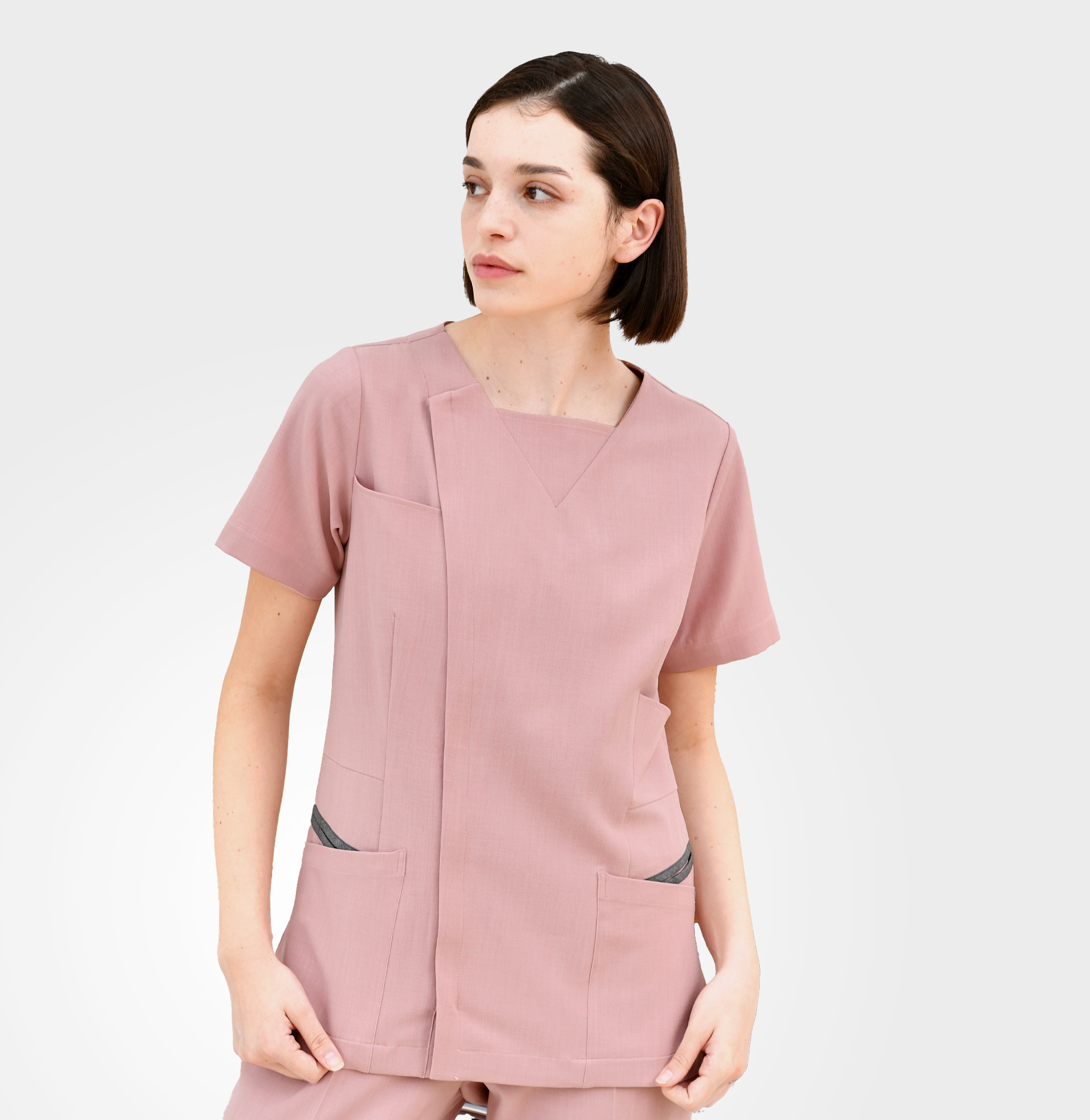 240803 LINEN-LIKE 女款護士服 英國玫瑰粉