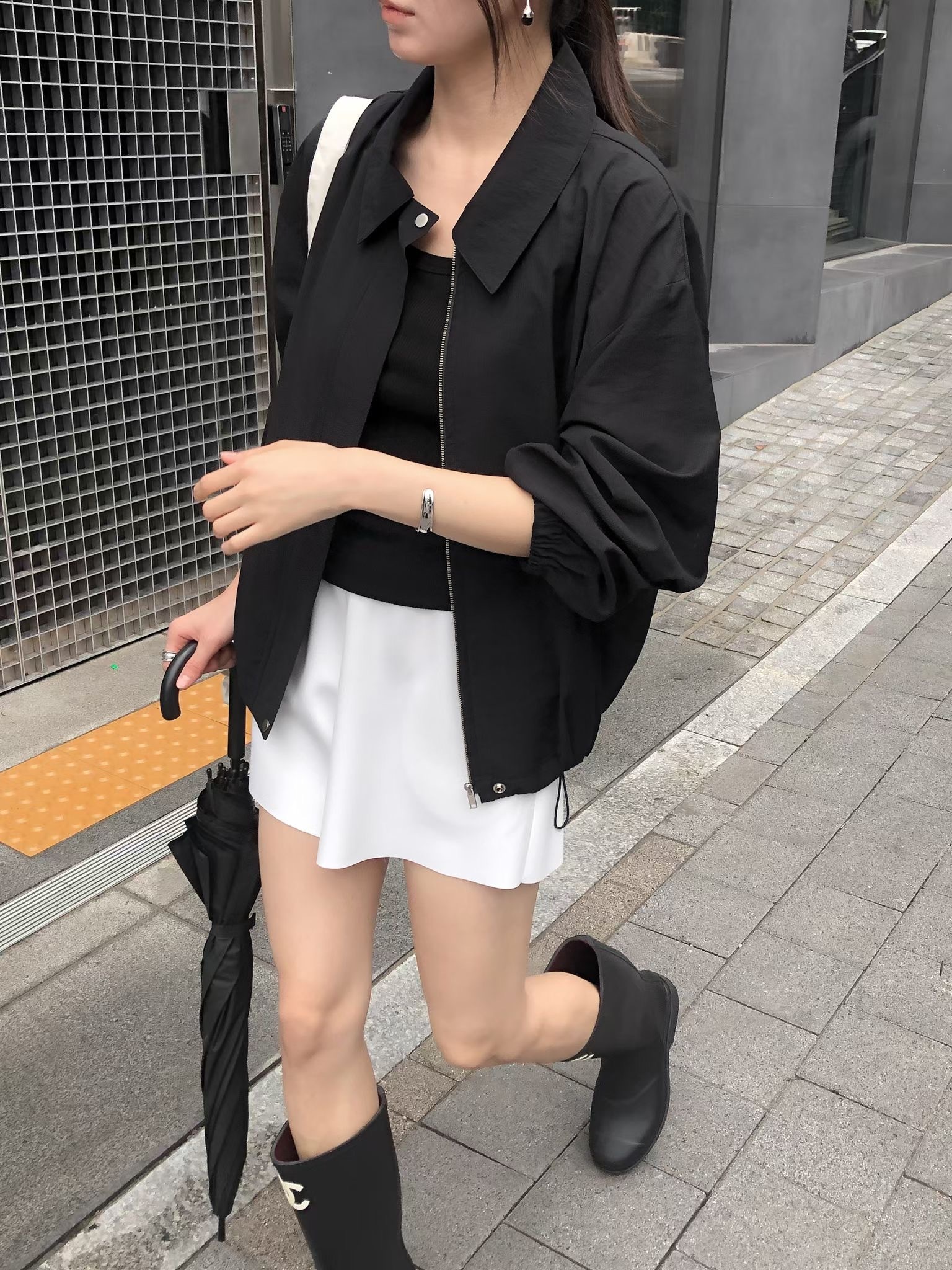 翻領質感拉鍊風衣外套