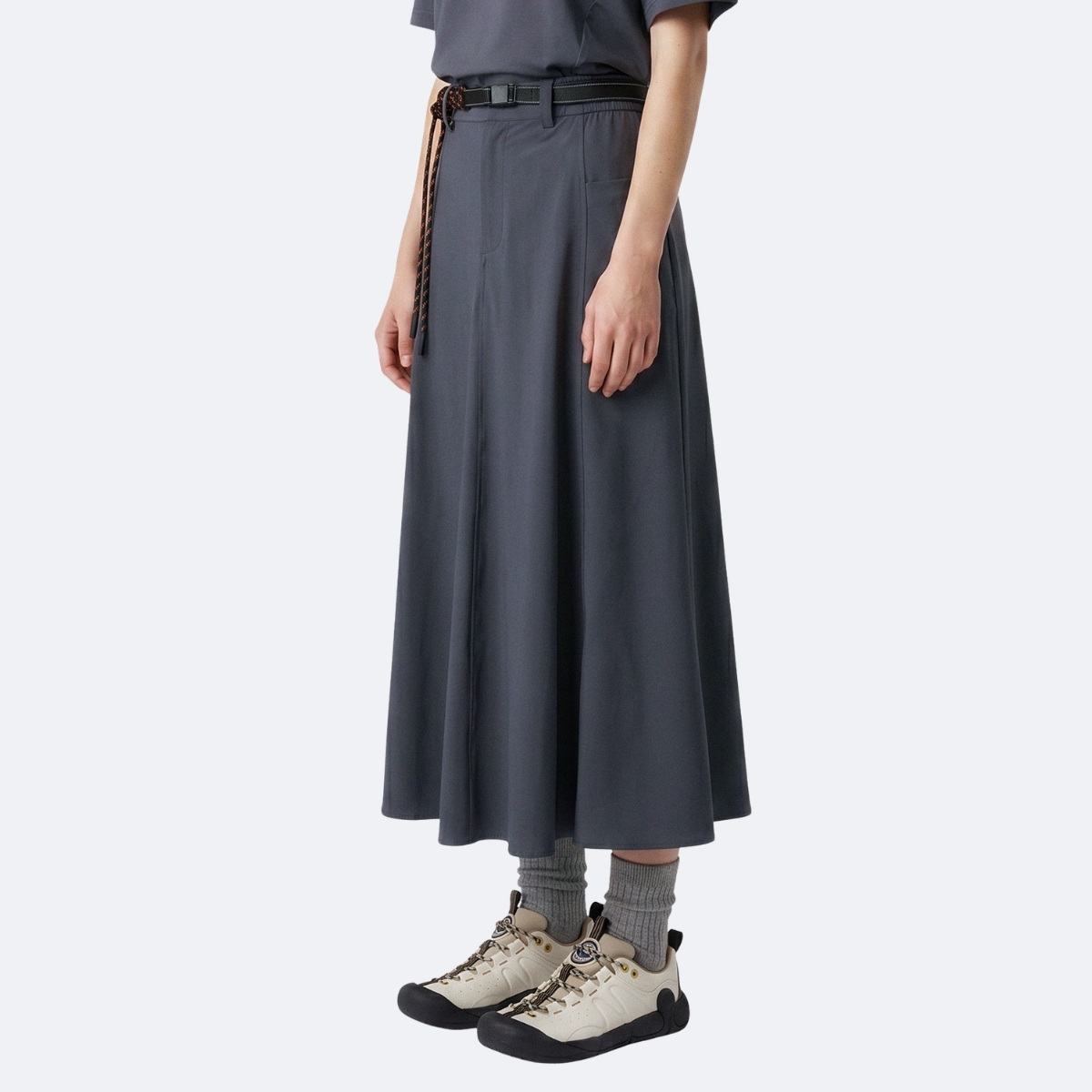 女裝寬鬆連腰帶工裝半身中長裙