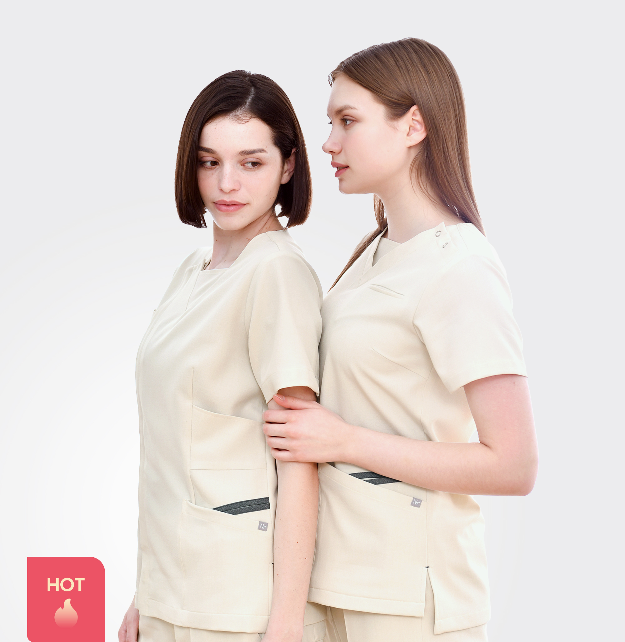 240804 LINEN-LIKE 女款護士服 茉莉白