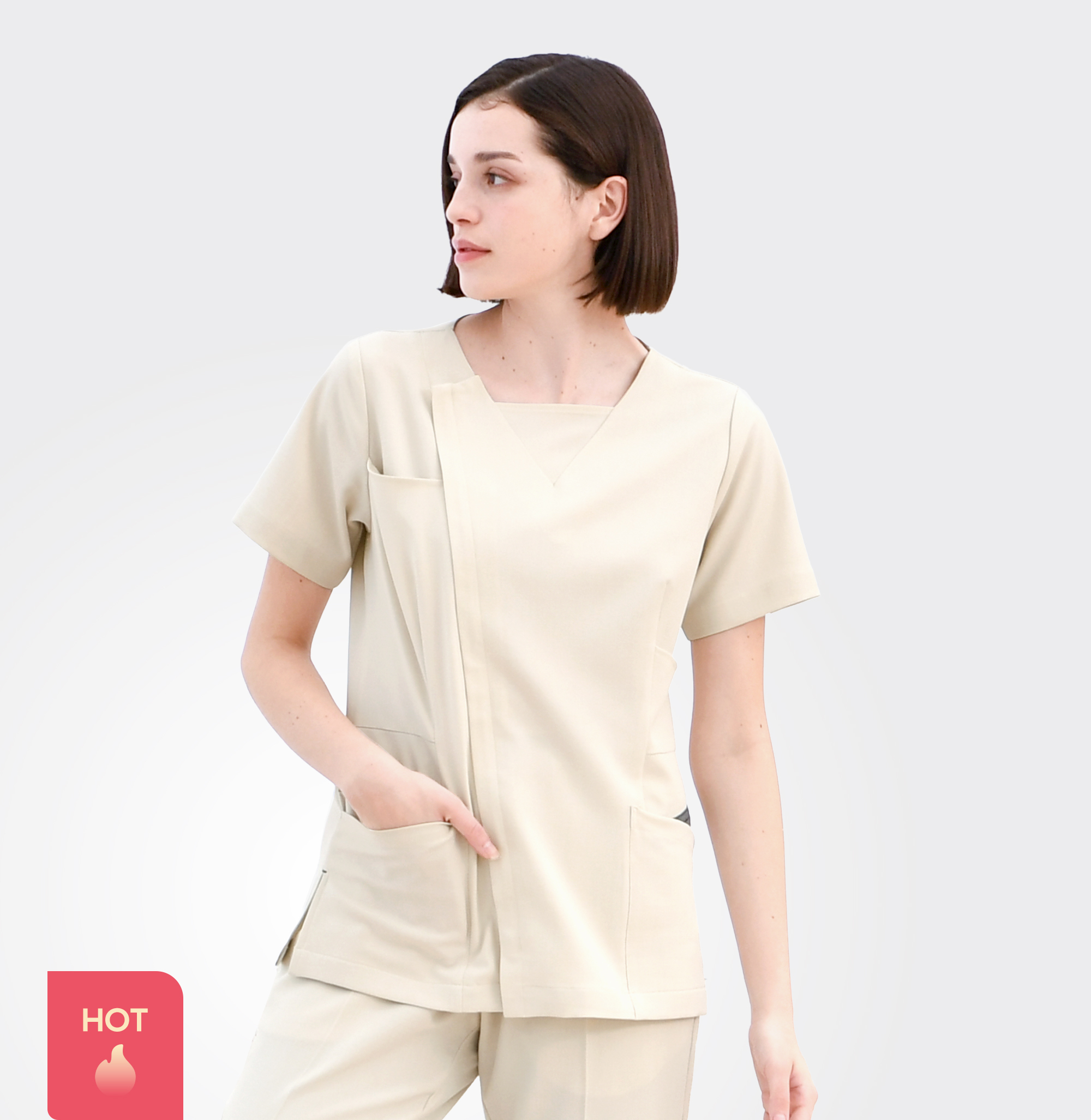 240804 LINEN-LIKE 女款護士服 茉莉白