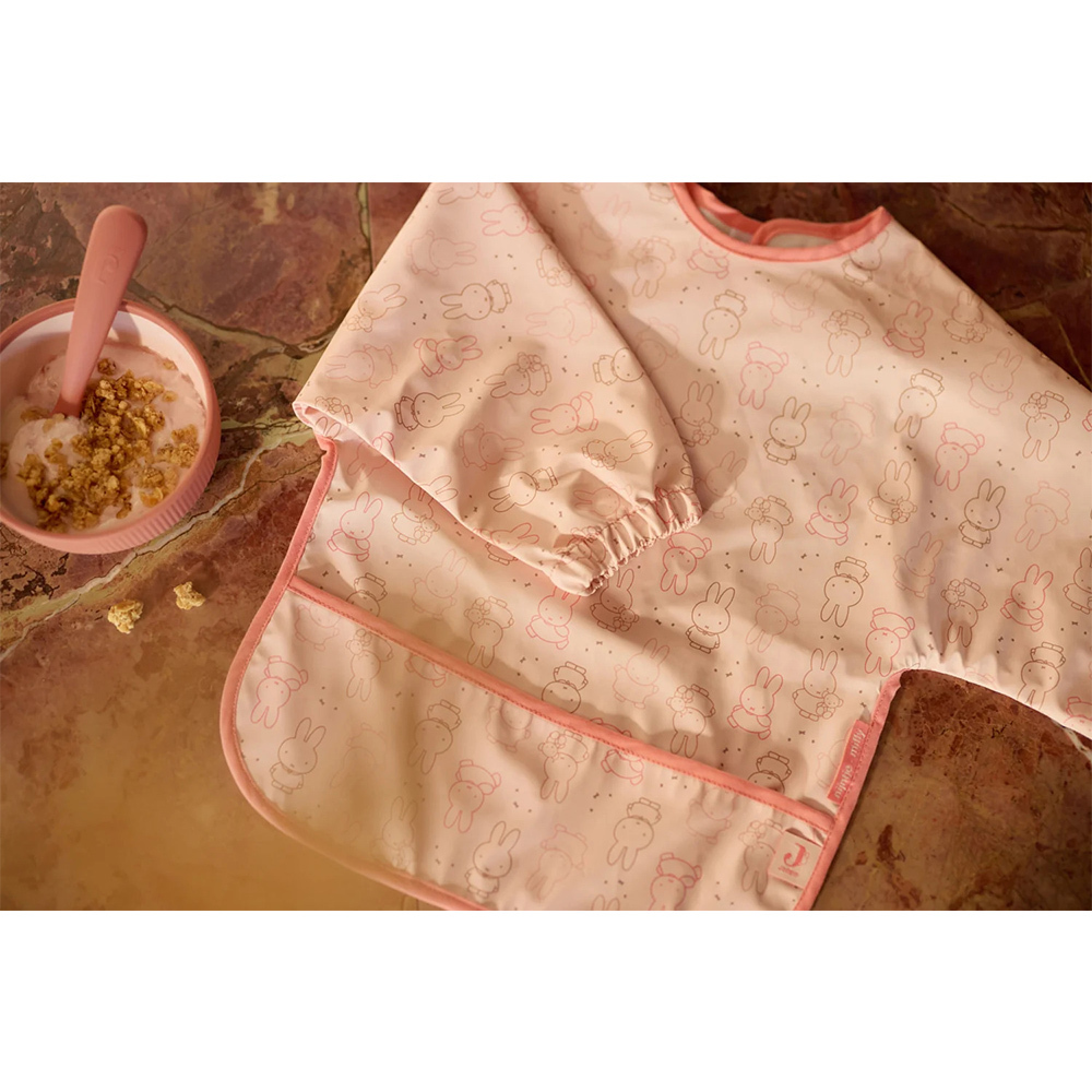 (預購9/30)荷蘭Jollein Miffy Moments長袖防水圍兜-Silk Rose