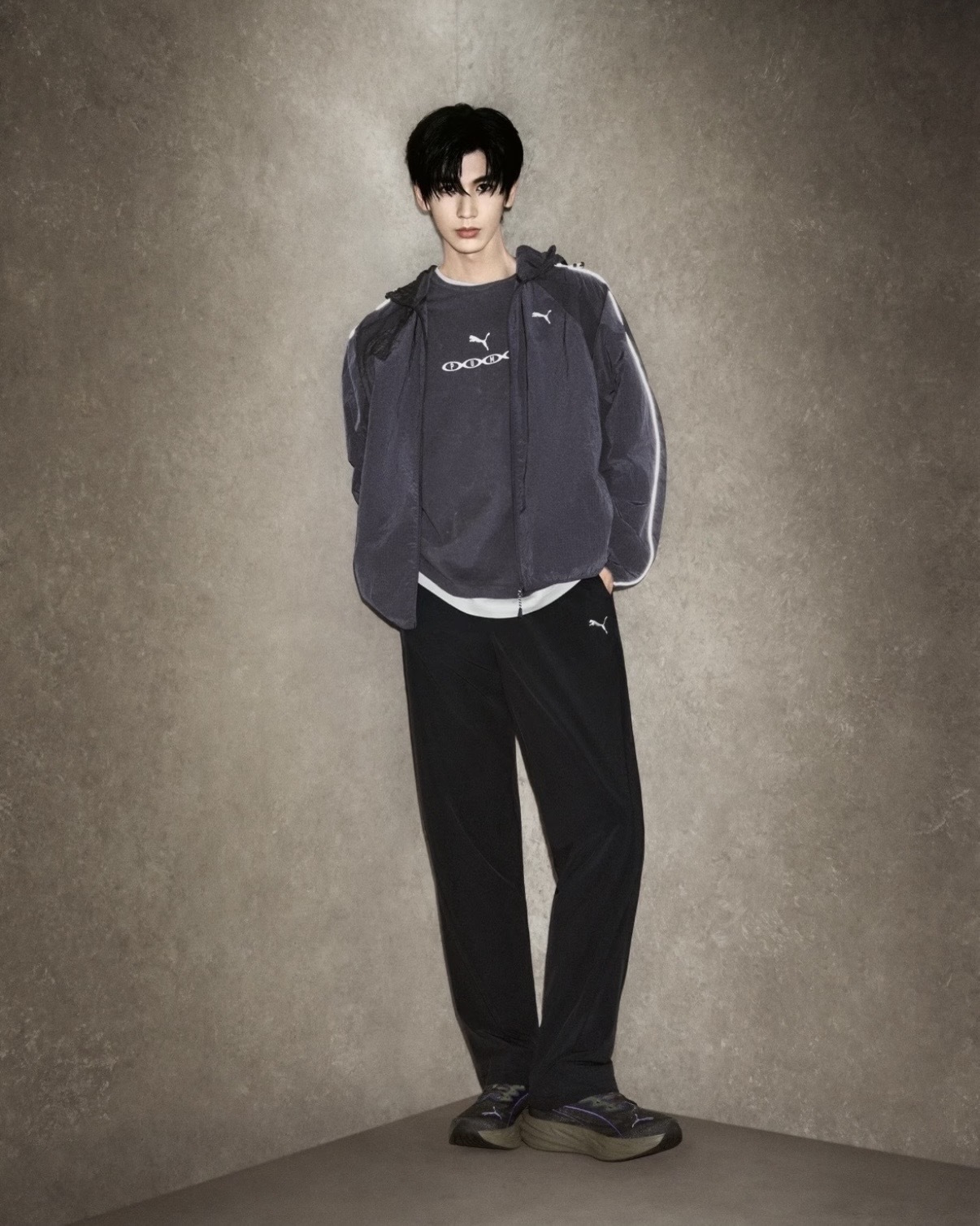 PUMA RUN CULTURE COLLECTIVE T7 連帽運動外套 灰紫 藍紫 透氣 反光 張凌赫代言同款 男款 639084-35 / 調貨