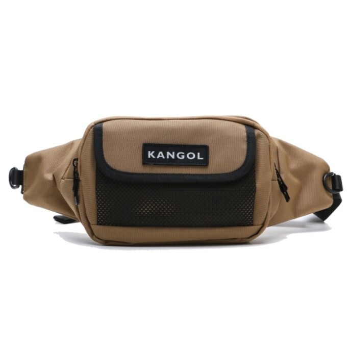 KANGOL 腰包 卡其 網格 斜背包 包包 6055300230