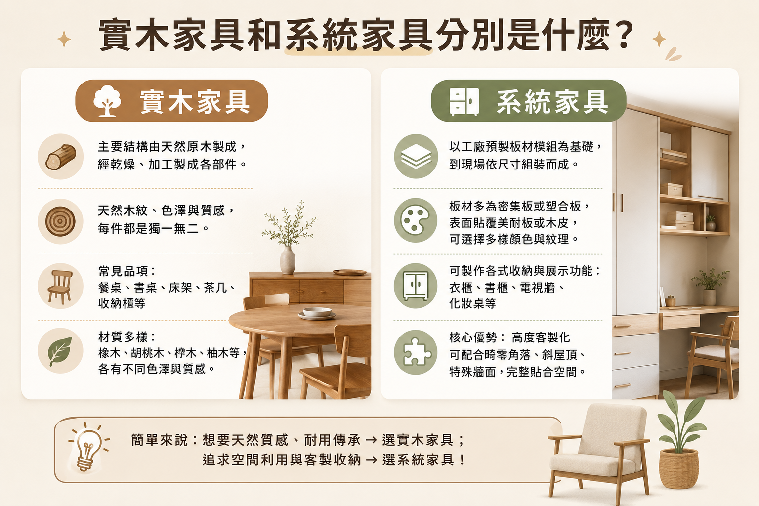 實木家具與系統家具比較