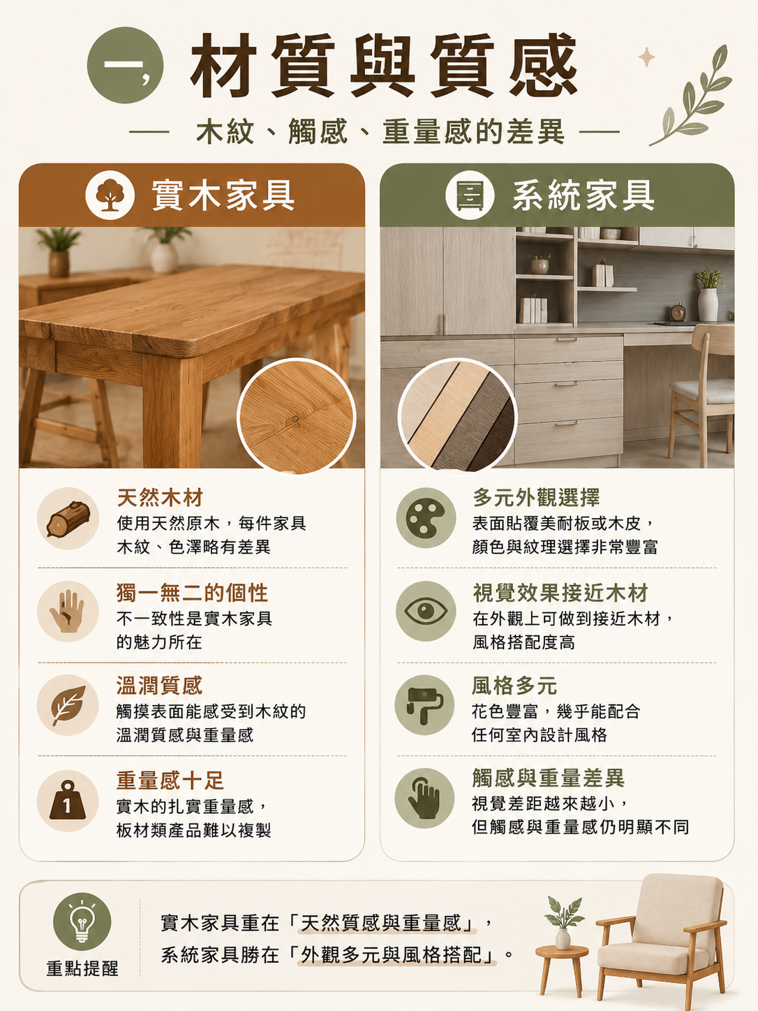 實木與系統家具比較圖