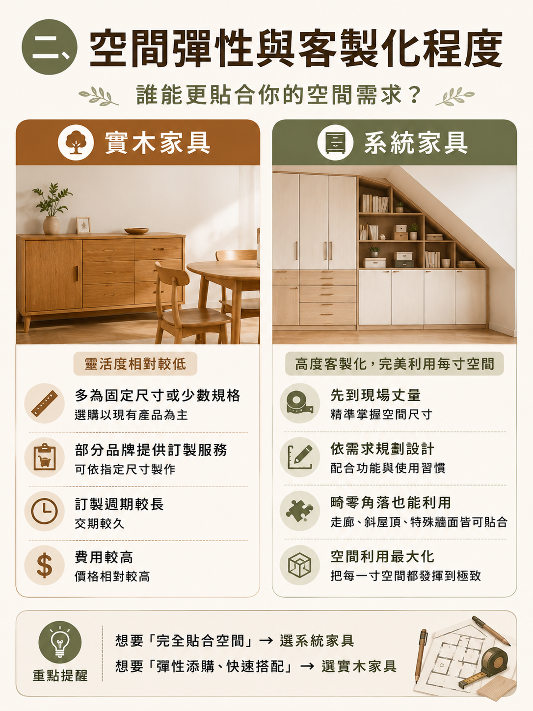 空間彈性與客製化比較