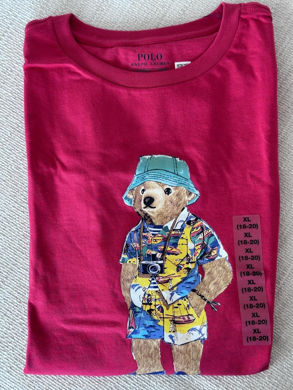 UQ25 Polo RL 男童  Polo Bear短袖衫 (旅行相機熊仔)   (L=約 胸36", 長24.5")