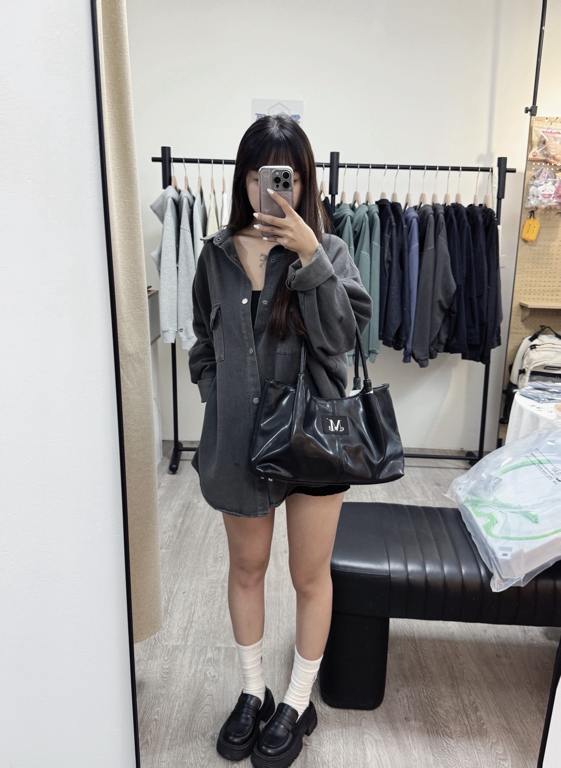 【OWN】Mucent 皮革 手提包 手提袋 肩背 側背 手拿 韓國 限定 男女通用 黑色