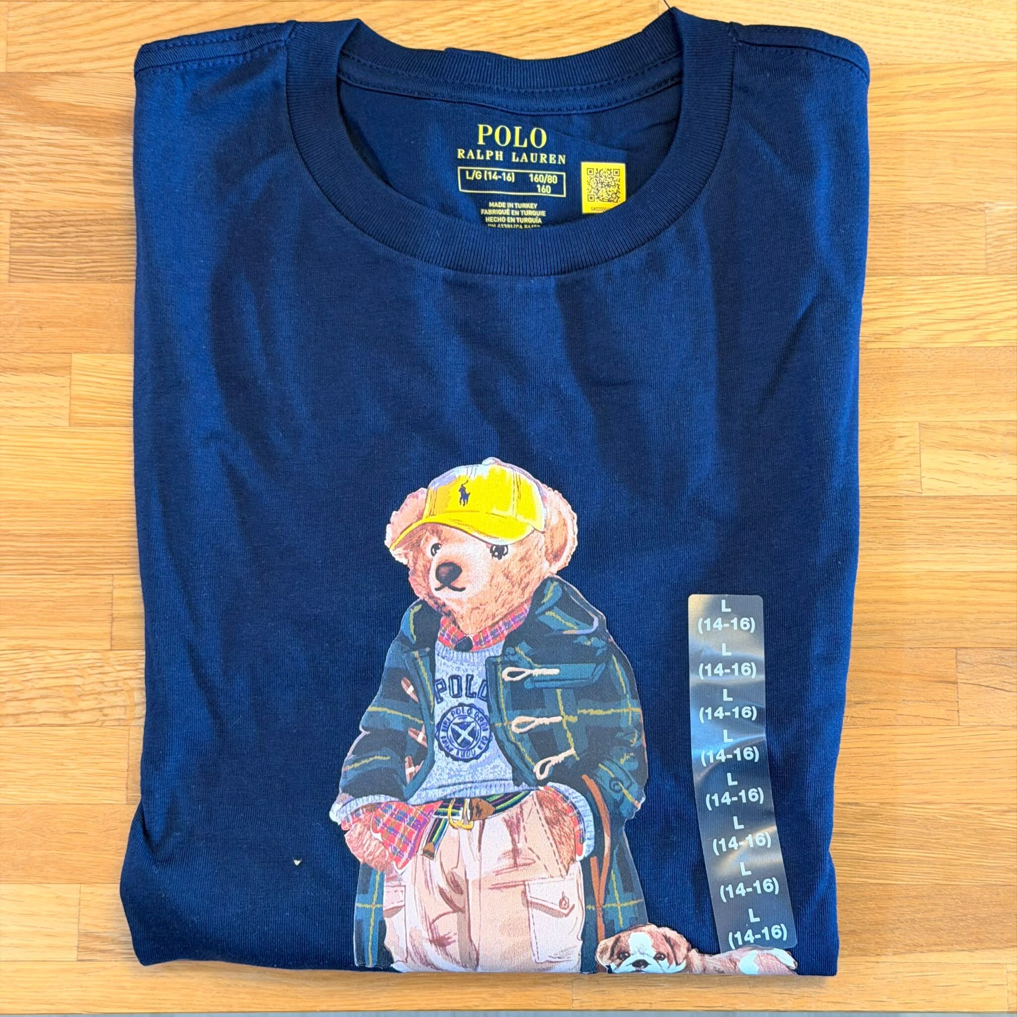 UQ43 Polo RL 男童 深藍色Polo Bear薄長袖衫 (冬天綠色外套熊仔)