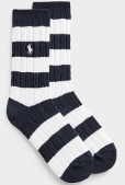 UQ48 Polo RL 女裝深藍白色間條襪  US4-10.5