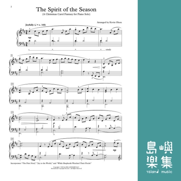 The Spirit of the Season - A Christmas Carol Fantasy for Piano Solo