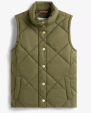 UQ52 Tommy 墨綠色夾棉背心外套 Padded Quilted Vest  (M=約 胸40", 長24")