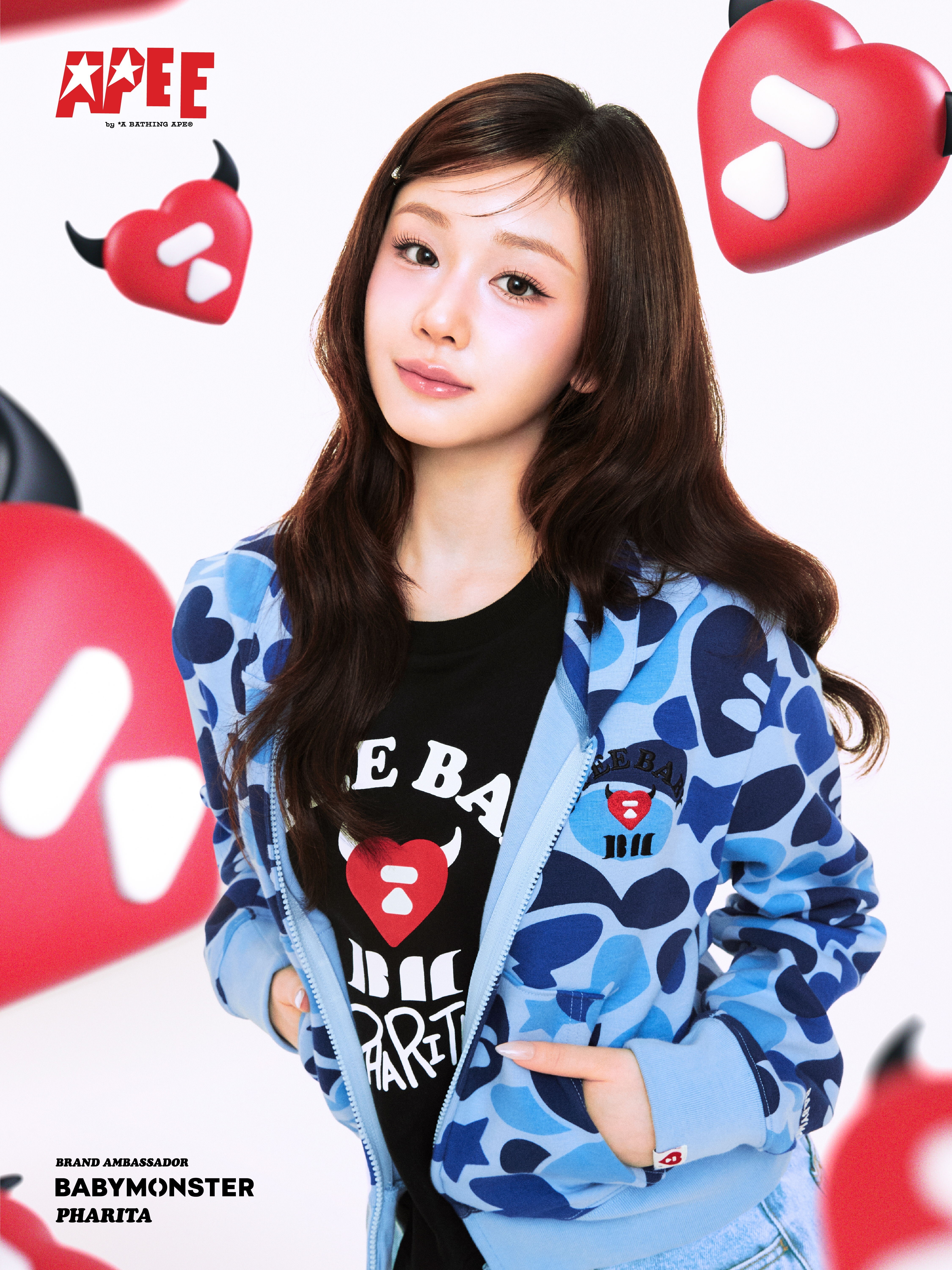 APEE x BABYMONSTER 聯名 ABC 迷彩 拉鍊連帽外套 CM23215901