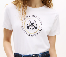 UQ58 Tommy  女裝 圓形logo白色短袖衫  (S=約 胸38", 長24")