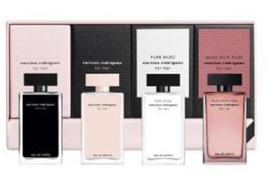 UQ76 NARCISO RODRIGUEZ  ROR HER 女仕香水四件套 (她的同名EDP7.5ML 、她的同名EDT7.5ML 、纯粹迷情 (精纯麝香)EDP7.5ML 、深邃玫瑰EDP7.5ML) Narciso Rodriguez - Pour SA FLEUR PURE MUSC Mini Set Parfum 4x 7.5ml (1001124649)