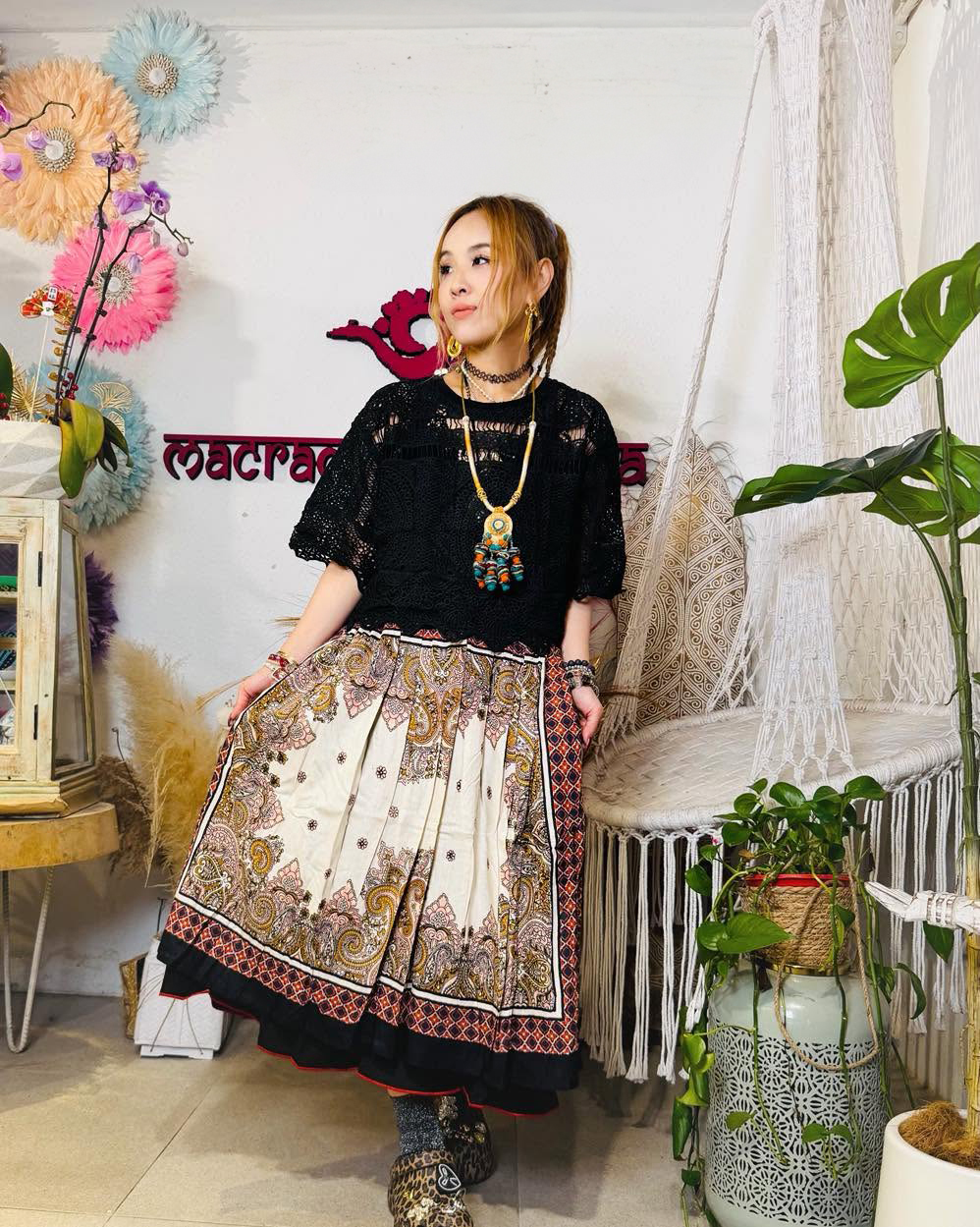 Macrame skirt - M2428 Multi (0728)