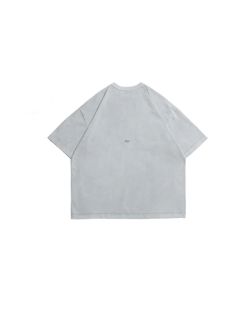 PERSEVERE CRACKED-EFFECT WASHED T-SHIRT - WASHED LIGHT GREY