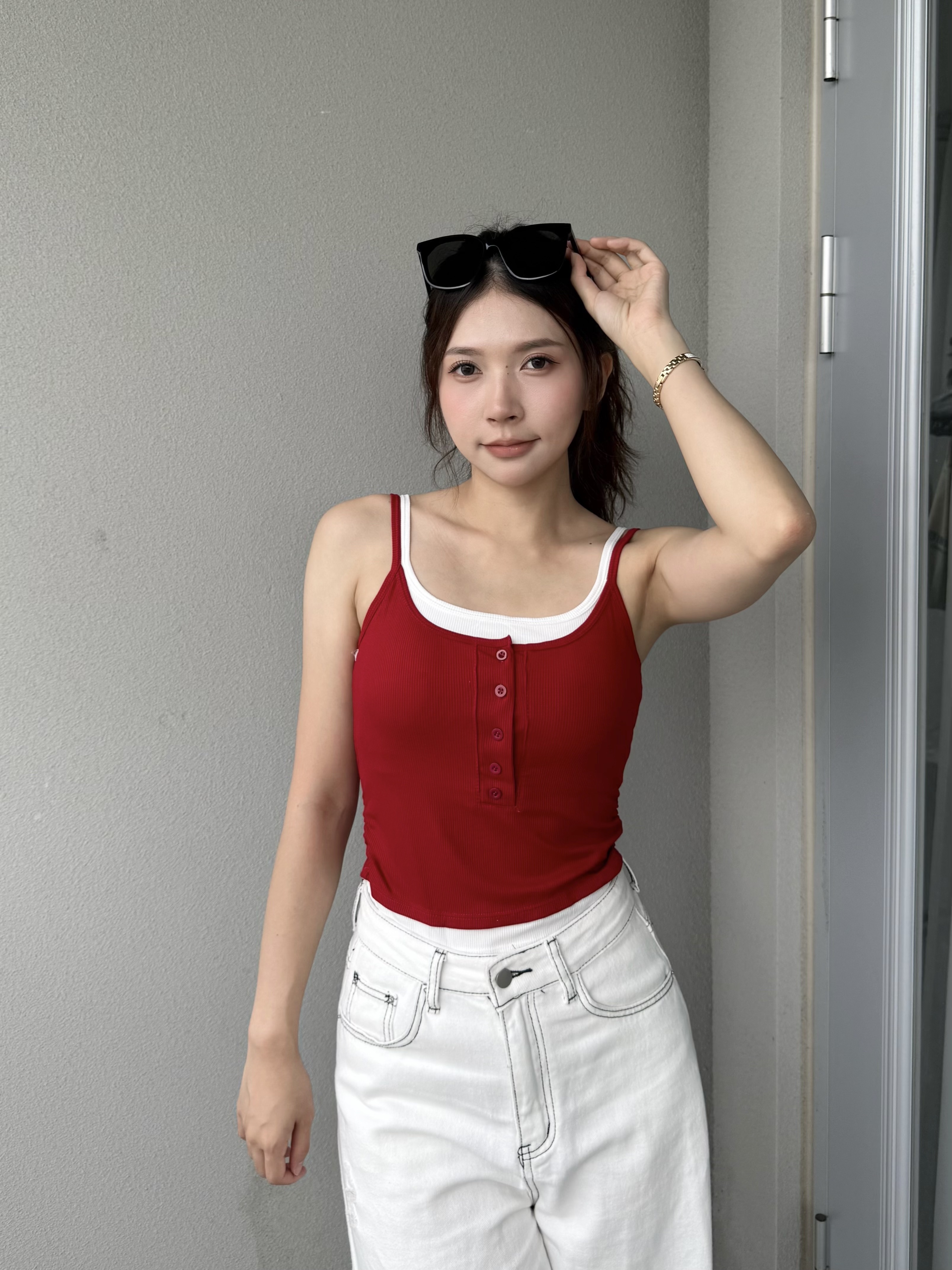 假兩件排扣BRA背心
