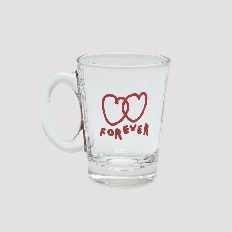 韓國 ooowl 塗鴉握把V型玻璃杯 FOREVER